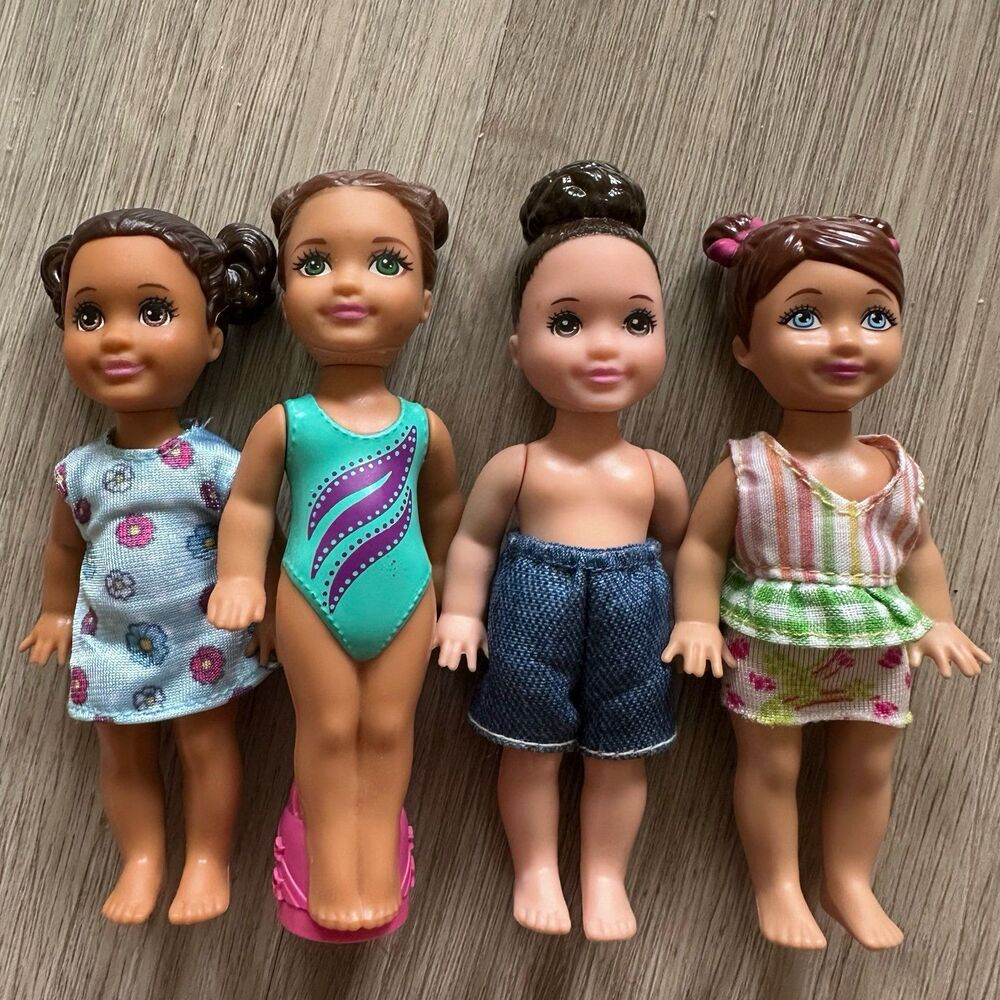 Lot of 4 Barbie Little Sister Chelsea Friends Brunette Toddler Girls Dolls